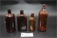 (4) Amber Glass Bottles
