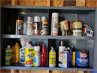 Contents of shelves in cabinet