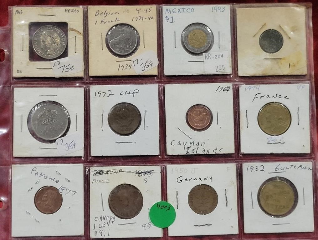 APPROX 12 ASSORTED FORIEGN COINS