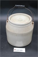 Stoneware Lidded Crock w/ Bail Handle
