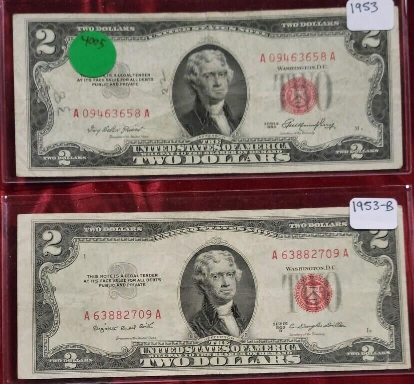 1953 & 1953-B RED SEAL $2 NOTES