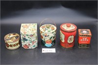 (5) Vintage Decorative Tin Containers