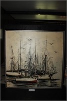 Mid Century Large Sail Boat Painting