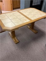 Stunning antique solid wood tile top dinning table