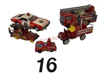 Vintage Tin Litho Fire Truck Assortment