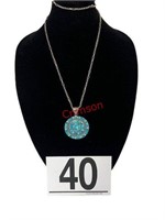 Marked Sterling Turquoise Necklace [43.38g]