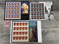 Legends of Hollywood stamps, Monroe, Dean, Bogart