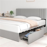 Molblly Upholstered Queen Bed Frame Grey