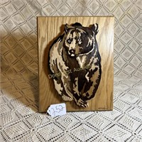 CUSTOM WOOD ART BEAR ON WOOD BOARD - SIG