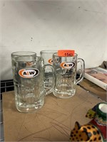 LOT OF 4 A&W ROOTBEER FLOAT GLASS MUGS