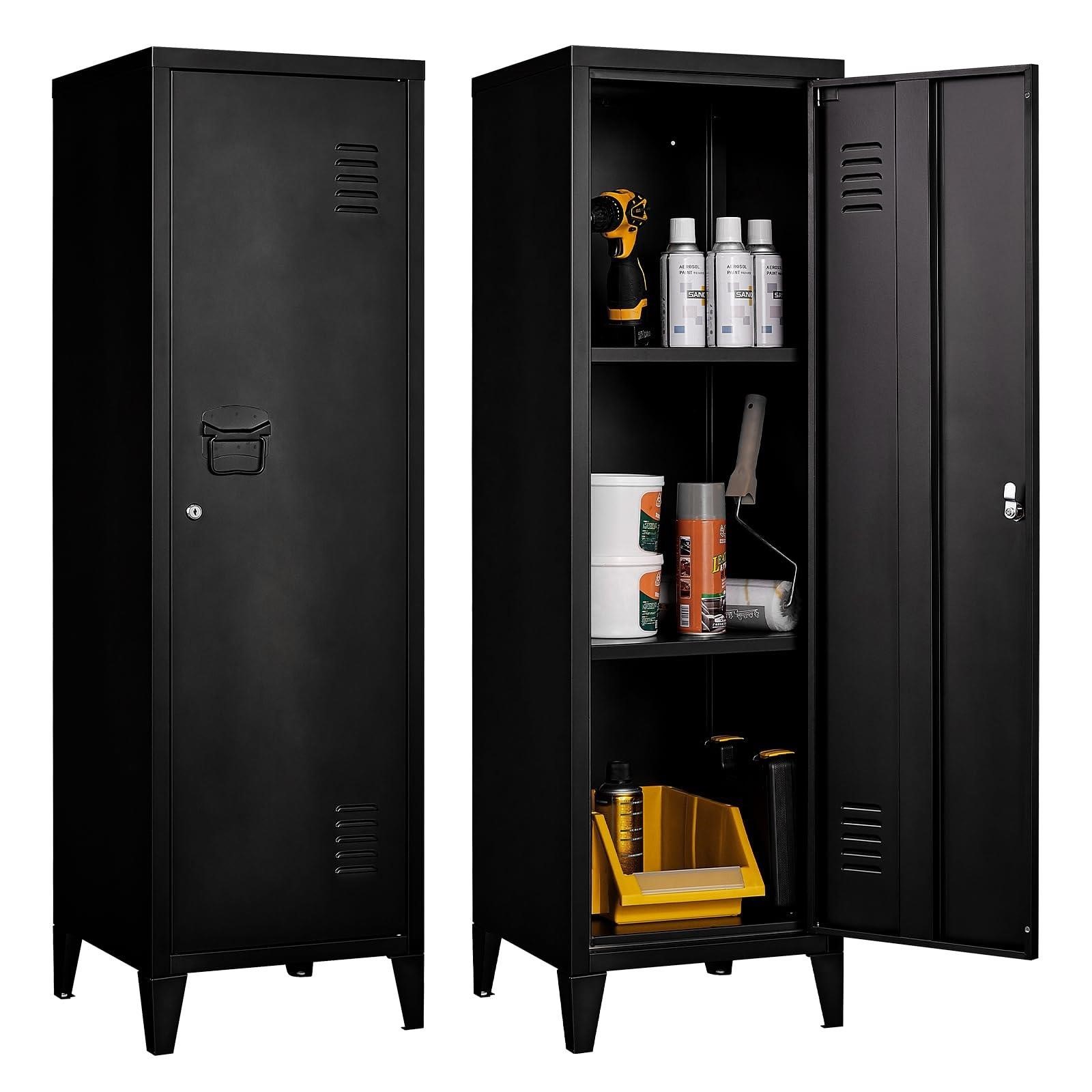 Black Metal Locker Storage Cabinet Lockable File