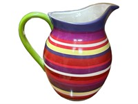 Ceramic Pitcher with Colorful Stripes