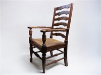 Vintage Ladder Back Chair with Rush Seat
