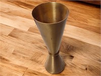 MCM Brass Hourglass Vase / Planter 10.75" tall