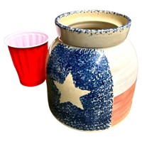 Pottery Jar with Texas Flag no Lid