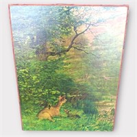 Deer and Babies in the Woods Decopage Art