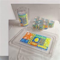 Acrylic Serving Tray, Pitcher and Cups