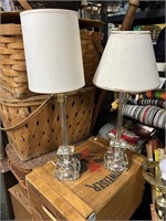 Pair of Vintage Glass Hollywood Table Lamps