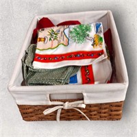 Lined Basket with Kitchen Linens