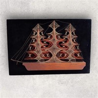 Sailing Ship String Art Framed - Very Nicely Done!