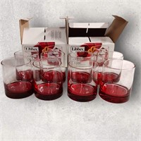 NEW 8 Libbey Rocks Glasses Red in Boxes