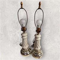 Pair of Cream Colored Lamps 26" tall