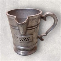 Pewter Pouring Jug Tankard marked "1735"