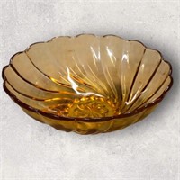 Hazel Atlas Yellow "Capri Seashell" Amber 9" Bowl