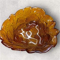Marigold Amber Indiana Glass Loganberry Leaves