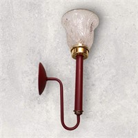 Vintage Barn Red Candle Wall Sconce w/ Glass Globe