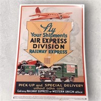 Railway Express Western Union Airplane Metal Sign