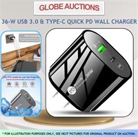 36-W USB 3.0 & TYPE-C QUICK PD WALL CHARGER