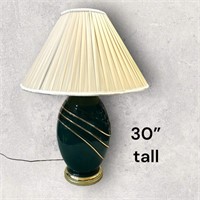 Vintage Green Lamp with Brass Accents