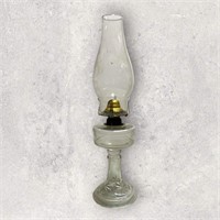 Vintage Oil Lamp with Tall Star Pattern Bas