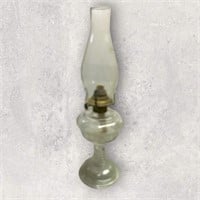 Vintage Oil Lamp with Tall Swirl Patterned Base