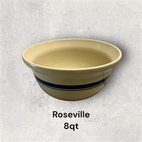 Roseville 8qt Ceramic Bowl with Blue Stripe