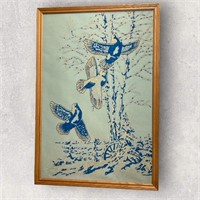 Blue Doves on Velvet Artwork 22" x 32"