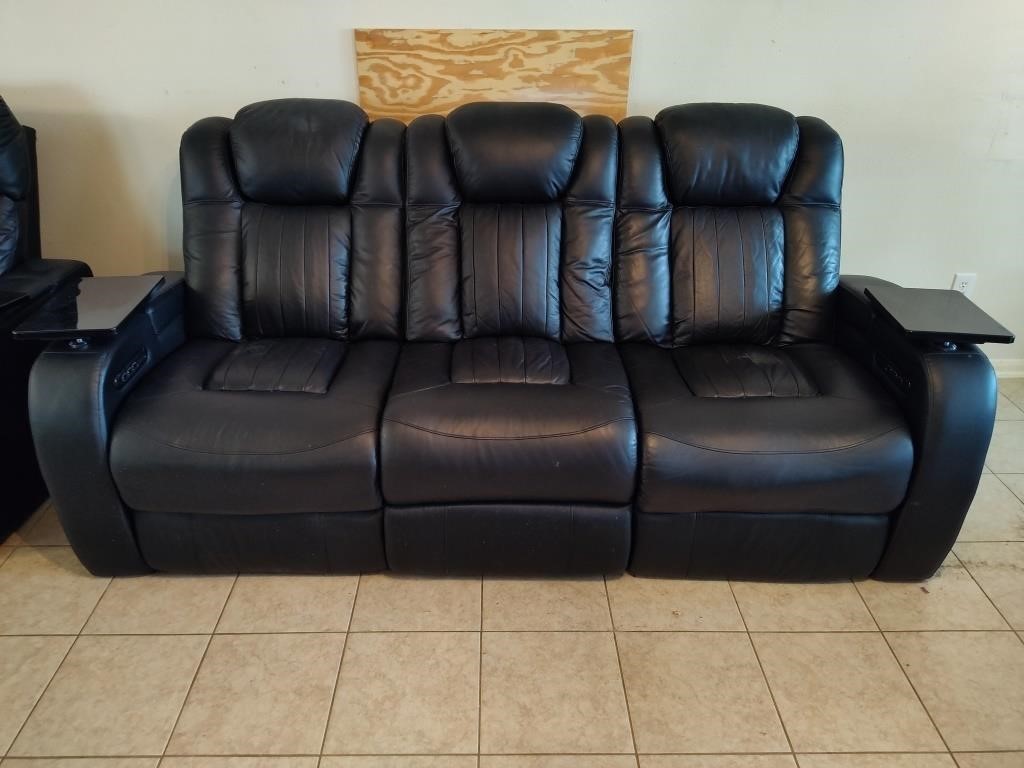 Black Leather Couch With Reclining Ends