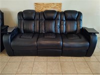 Black Leather Couch with Electric Reclining Ends