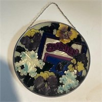 Stained Glass Window Hang 8.5" "PANSIES"