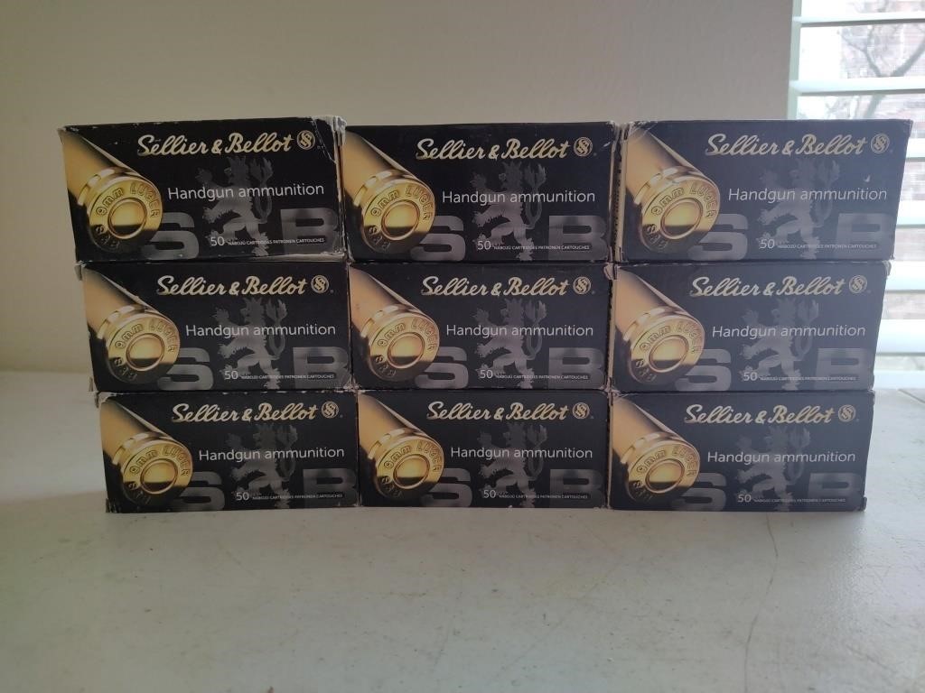 Seller & Bellot 9mm Ammo, 9 - 50 Count Boxes