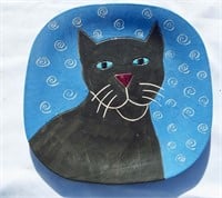Studio Pottery Cat Plate or Wall Deco