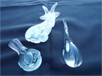 Glass Animals/Paperweights. Bird, whale and