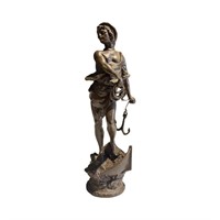 Antique Bronze Metal "Female Sailer" Statue