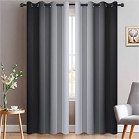 Yakamok Black and Greyish White Ombre Curtains,