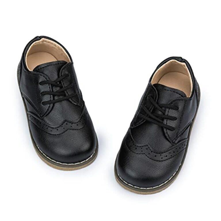 Meckior Toddler Boys Girls Black Dress Shoes