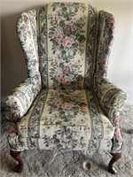 Wingback chair (pink flowers)