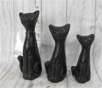 Set of Carved Cats - Seem to be Wood, Flawed