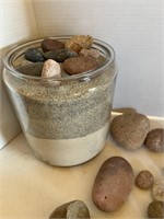 Jar of sand, rocks