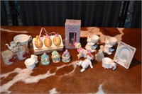 Painted Easter egg ornaments, Rabbit Candle holder